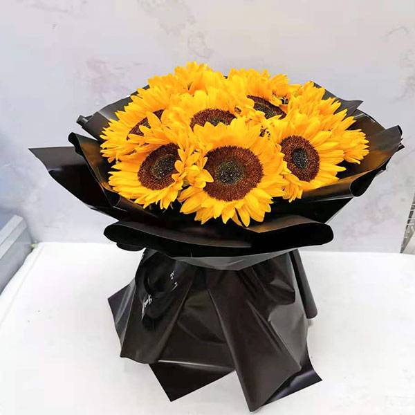 10 pcs Sunflower Bouquet Online Delivered | Ravishing Beautifuly Tied| Flower Gift Center