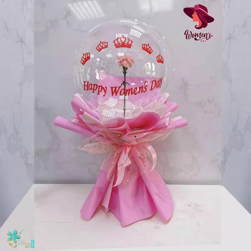 Carnation Flower in BoBo Balloon | Flower Gift Center