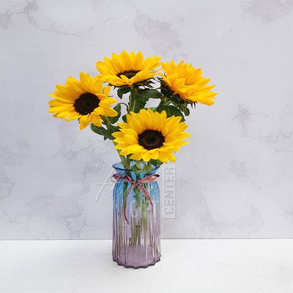 Sunflower in Glass Vase