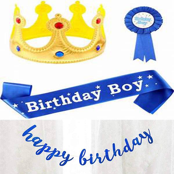 Birthday Boy Crown ,Sash, Badge Pin, Birthday Banner