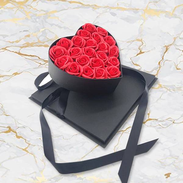 Artificial Flower In Heart Box | Flower Gift Center