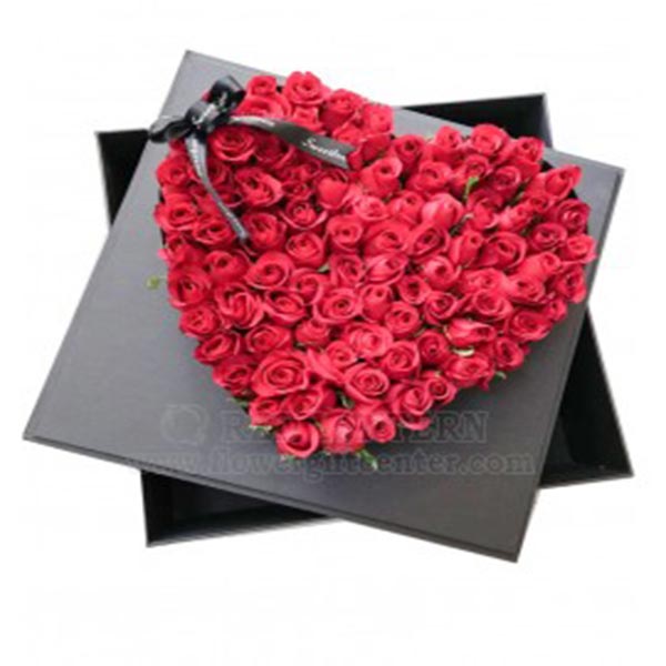 Big Heart Box With rose | Flower Gift Center