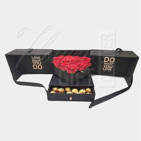 Cube Magic Box with Chocolate & Flowers