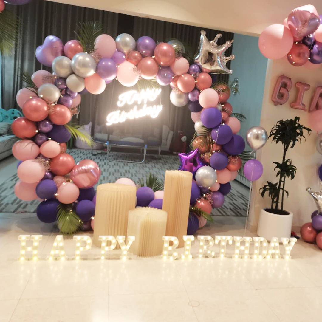Happy Birthday Colored Balloon Decoration | Flower Gift Center