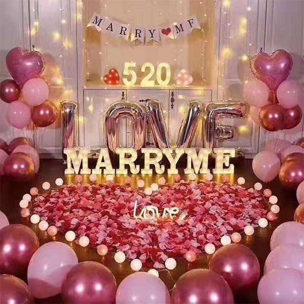 Marry Me Room Balloon Decoration In Pink | Flower Gift Center
