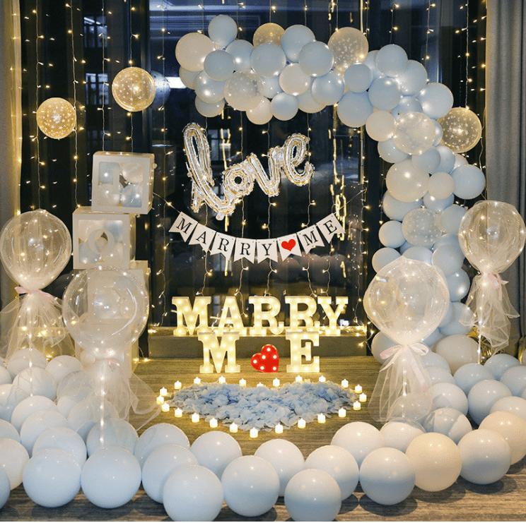 Marry Me Elegant Looking Balloons Decorations | Flower Gift Center