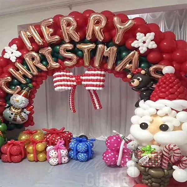 Red Green Christmas Balloon Arch