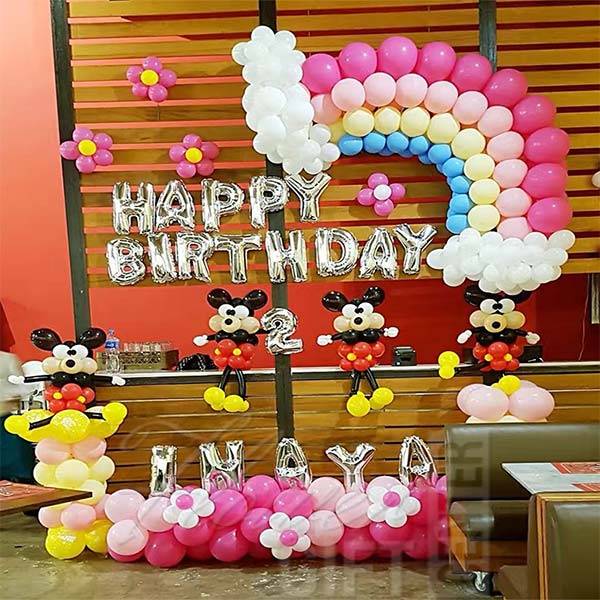 Micky Mouse Pink Party Rainbow Balloon