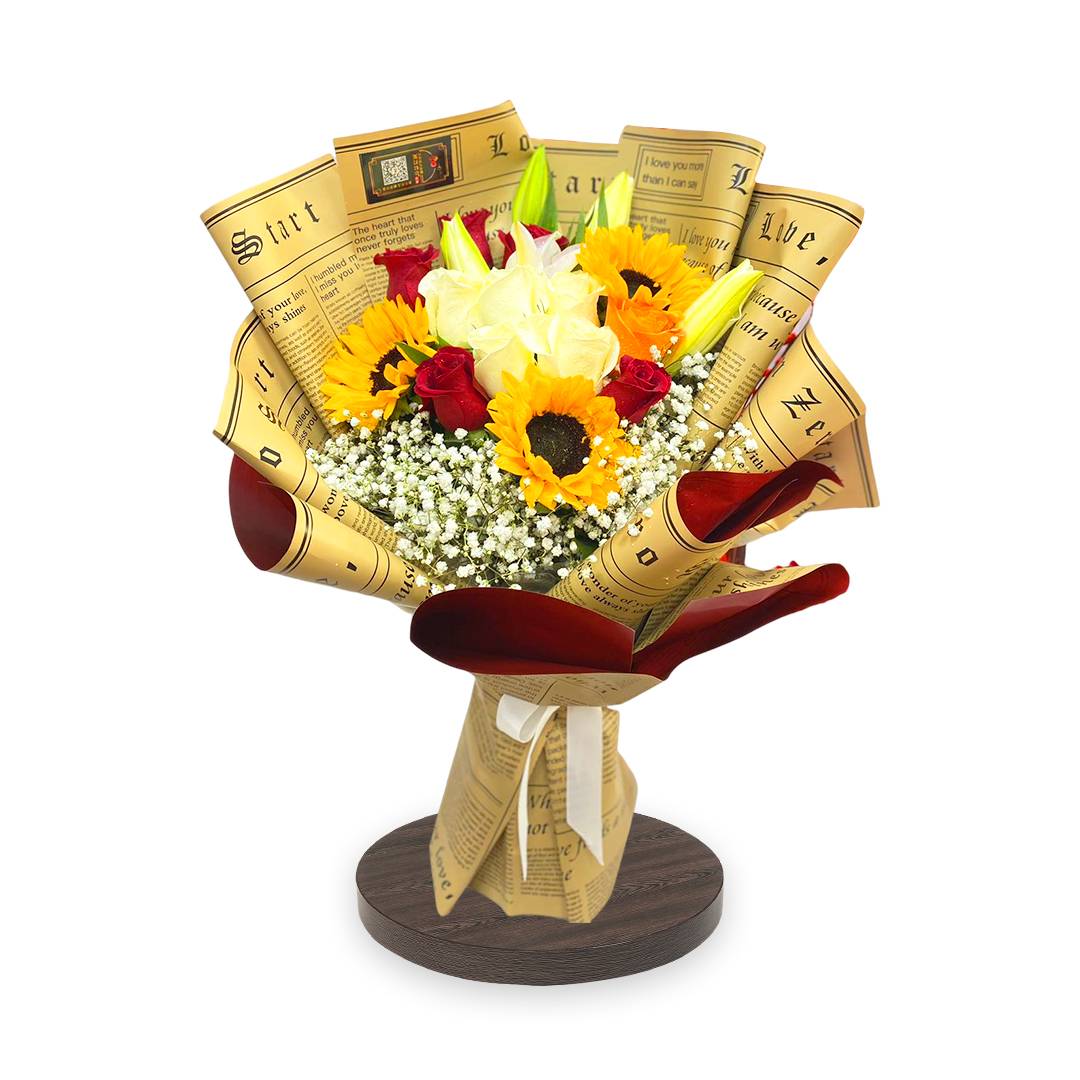 Mixed Roses and Sunflower Bouquet | Flower Gift Center