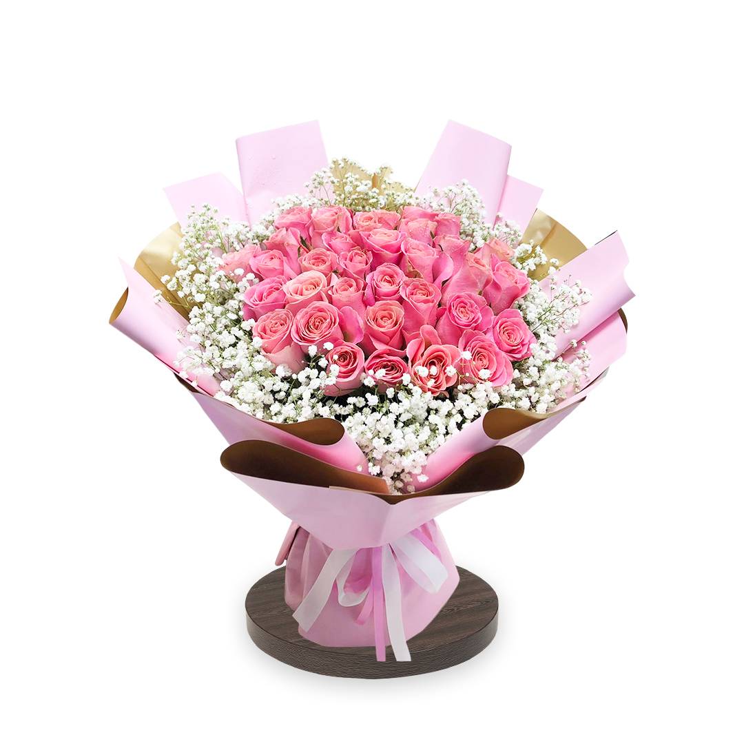 33 Pink Roses Flower Bouquet