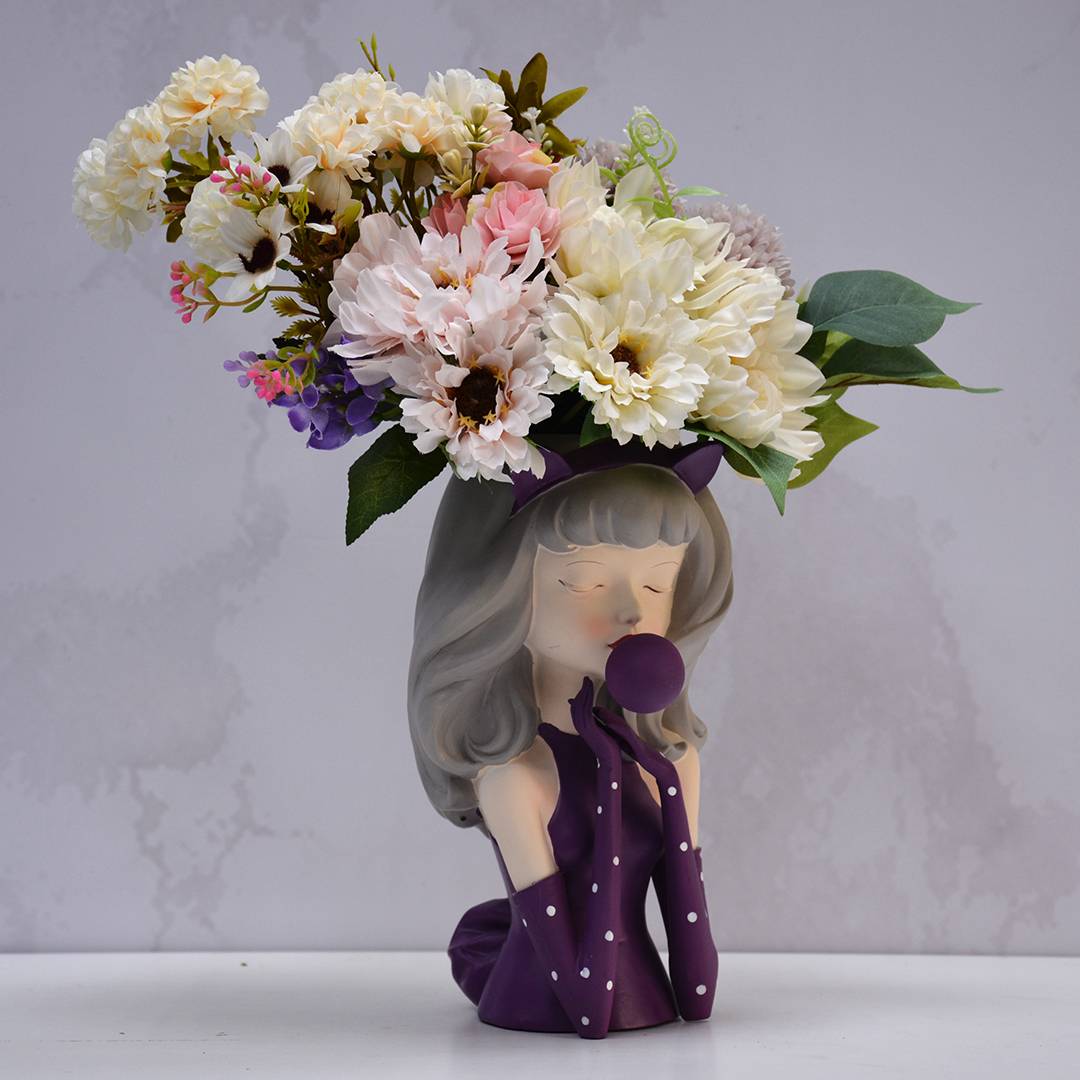 Creative Nordic lovely bubble girl resin ornaments-Artificial flower pot | Flower Gift Center