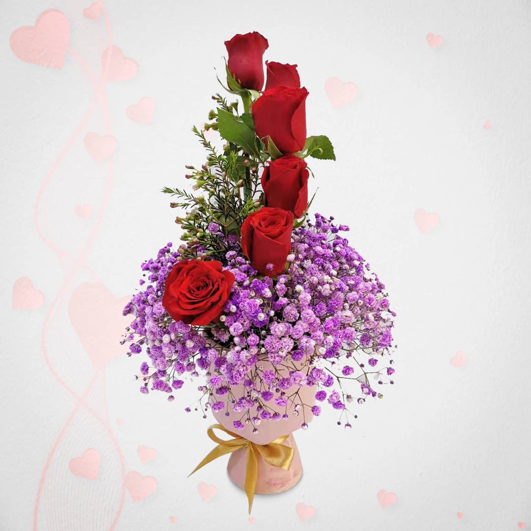 Pretty Arrangement with Red and Purple | Flower Gift Center
