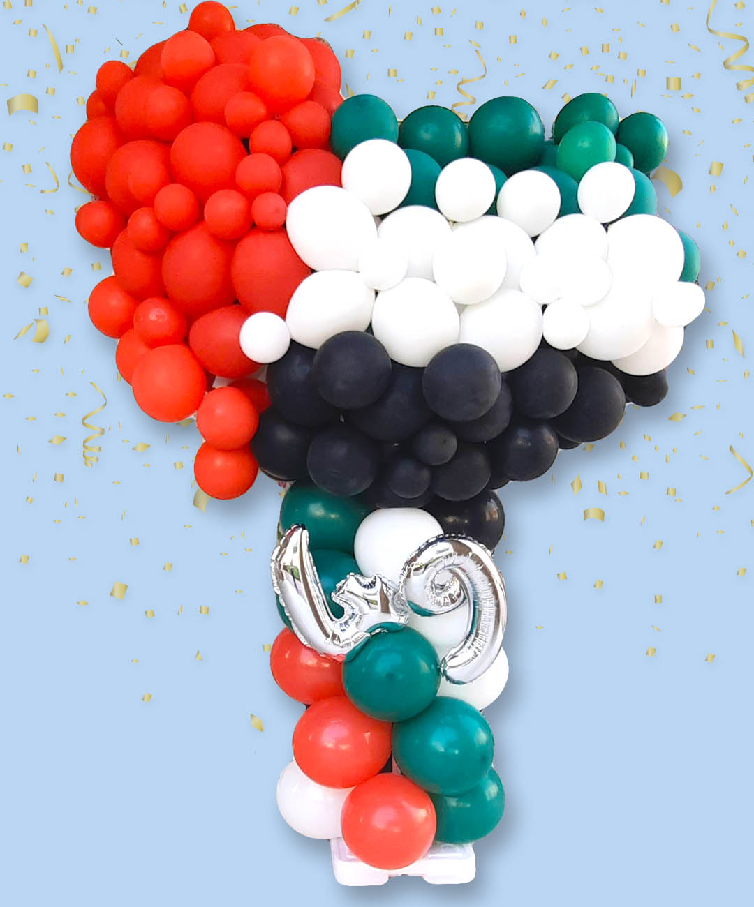 UAE National Day Heart Balloon Stand | Flower Gift Center