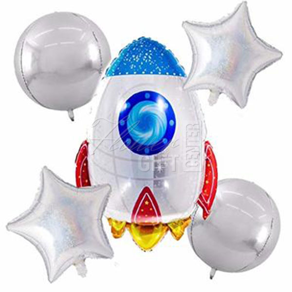 Outer Space with Rocket Helium Foil Balloon