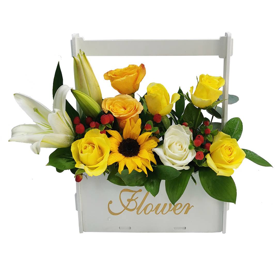 Yellow Mix Basket Flower | Flower Gift Center