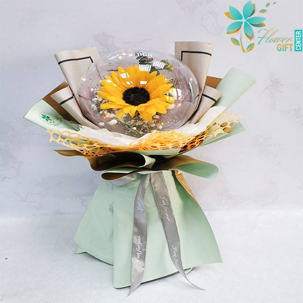 Acrylic Ball-sunflower Bouquet | Flower Gift Center