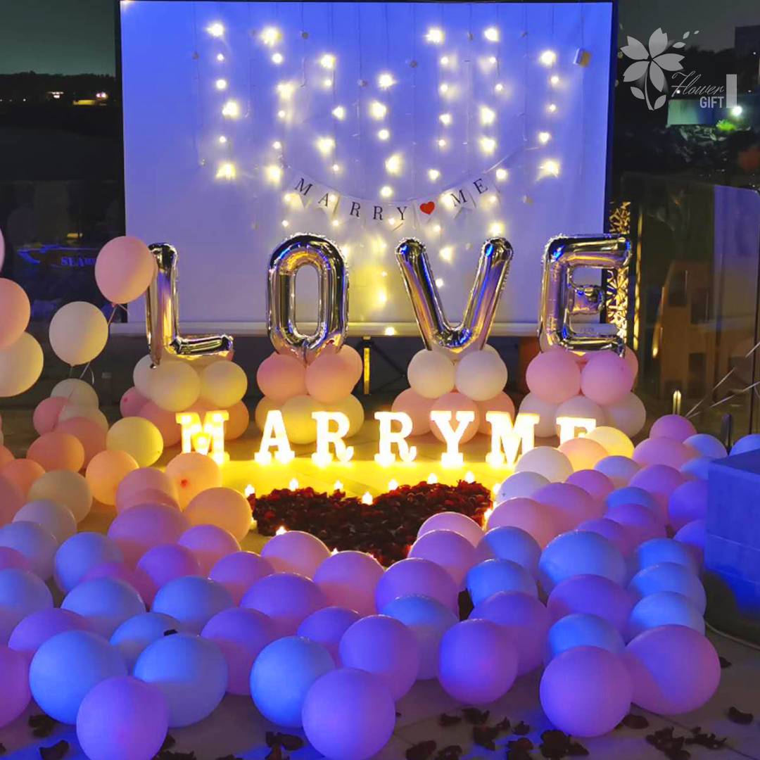 Marry Me LOVE Balloons Decoration | Flower Gift Center