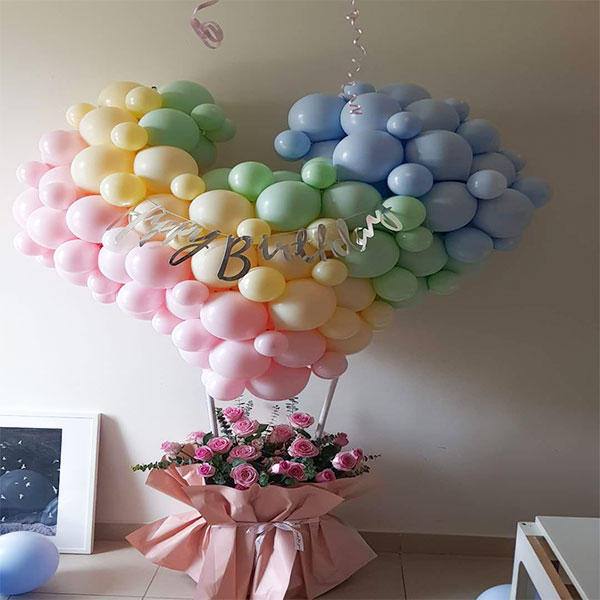 Heart Shape Balloon with Fresh flower | Flower Gift Center