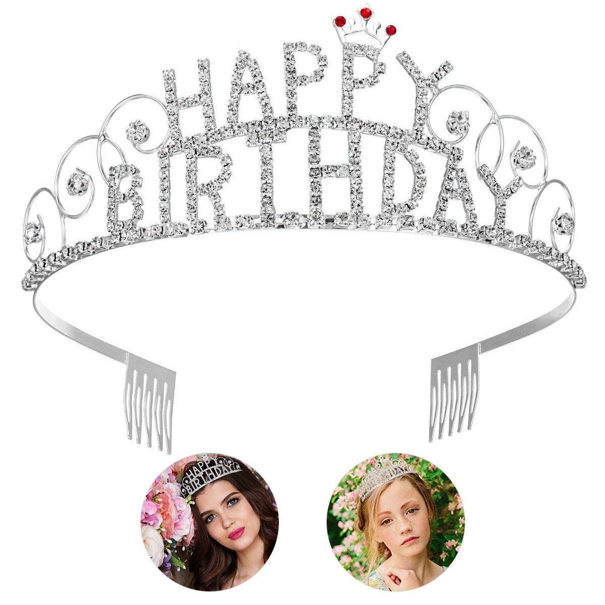 Happy Birthday Crown Tiara Crystal