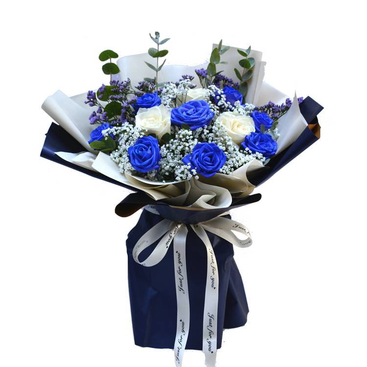 Blue and White Roses Bouquet | Flower Gift Center