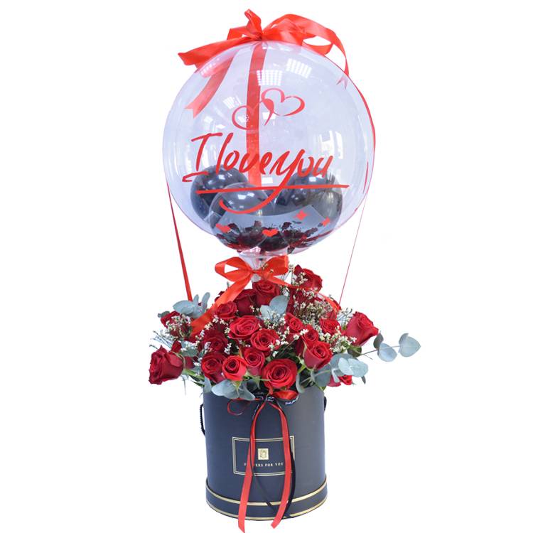 Personalised Bobo Balloons with Black Box | Flower Gift Center