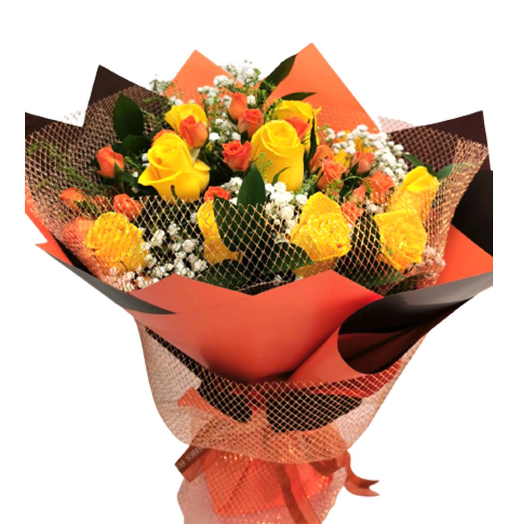 Mixed of Yellow and Baby Rose Orange Bouquet