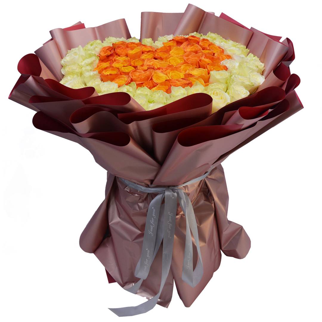 Heart Shape White and Yellow Roses bouquet | Flower Gift Center