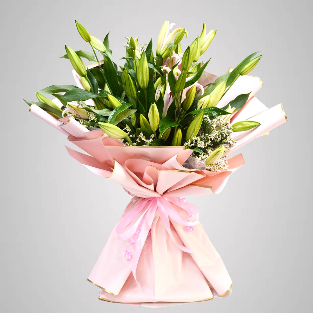 Pink Lily Bouquet is Lavish pink bouqet | Flower Gift Center