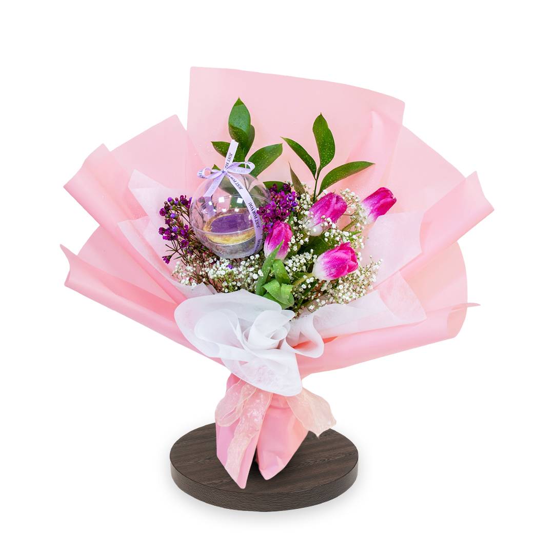 Mixed Tulip & Gypsum Flower Bouquet | Flower Gift Center