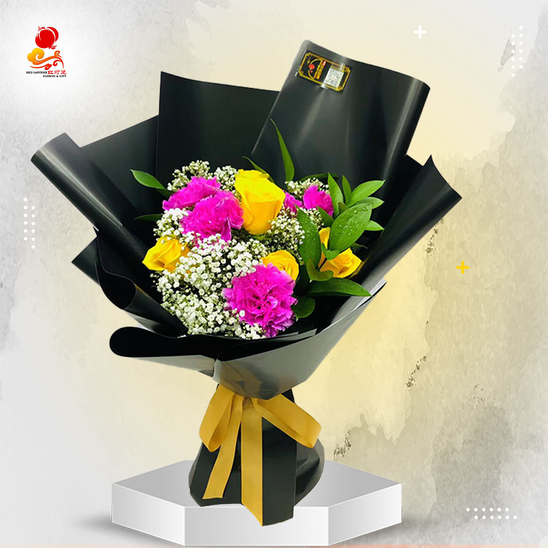 Purple And Yellow Bouquet | Flower Gift Center