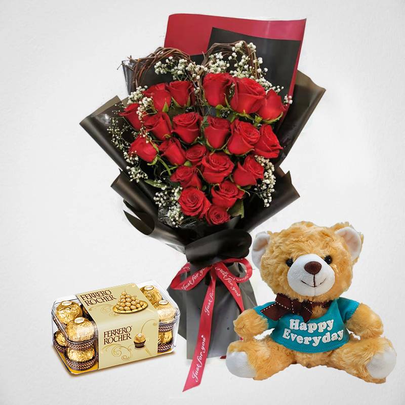 20 Red Rose love Bouquet Combo