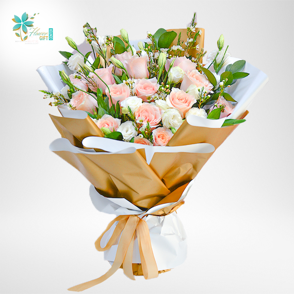 Pink & White Rose Bouquet | Flower Gift Center