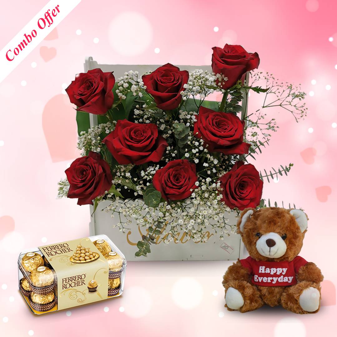 Perfect Love Luxury Red Rose Basket Combo