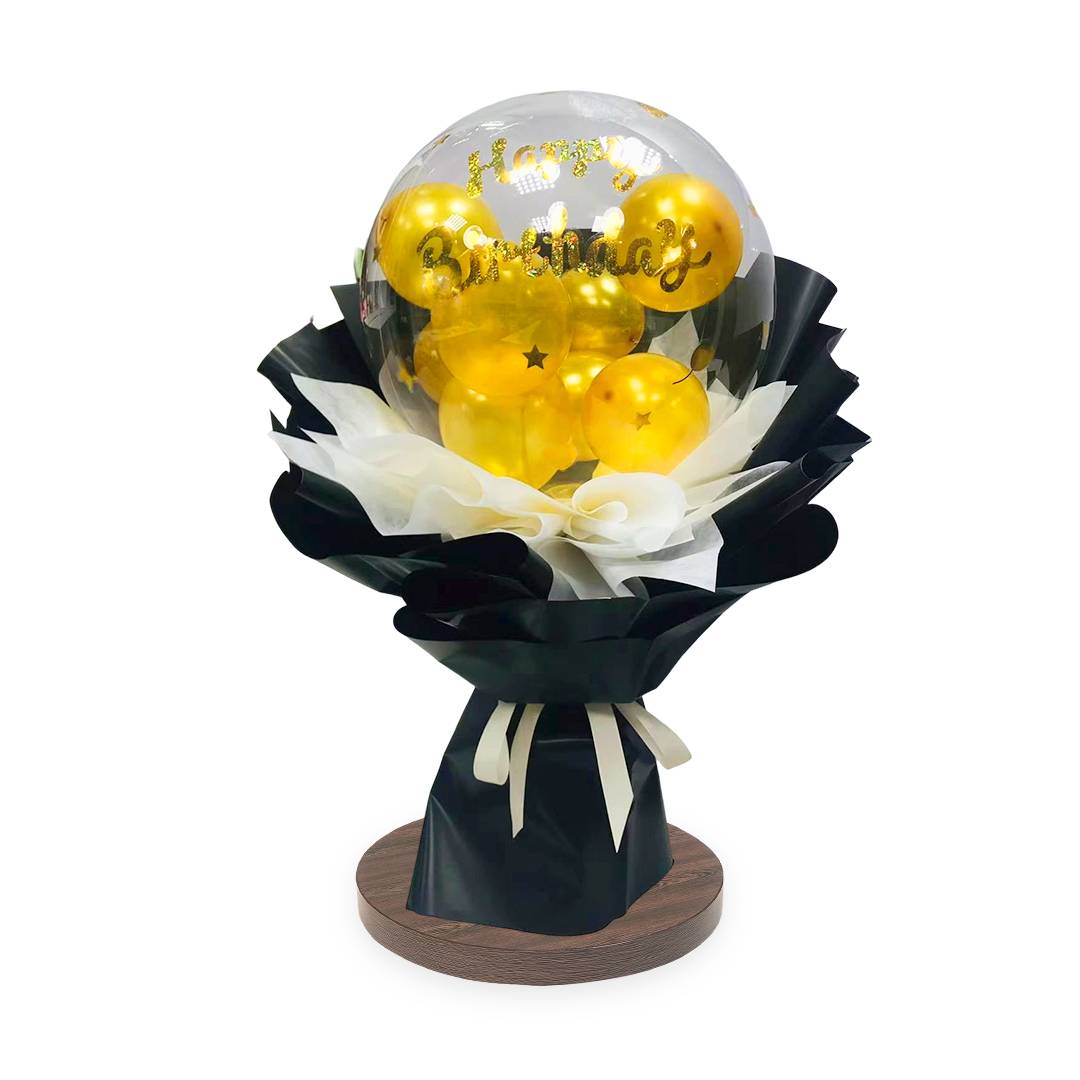 Black & Gold Balloon Bouquet | Flower Gift Center