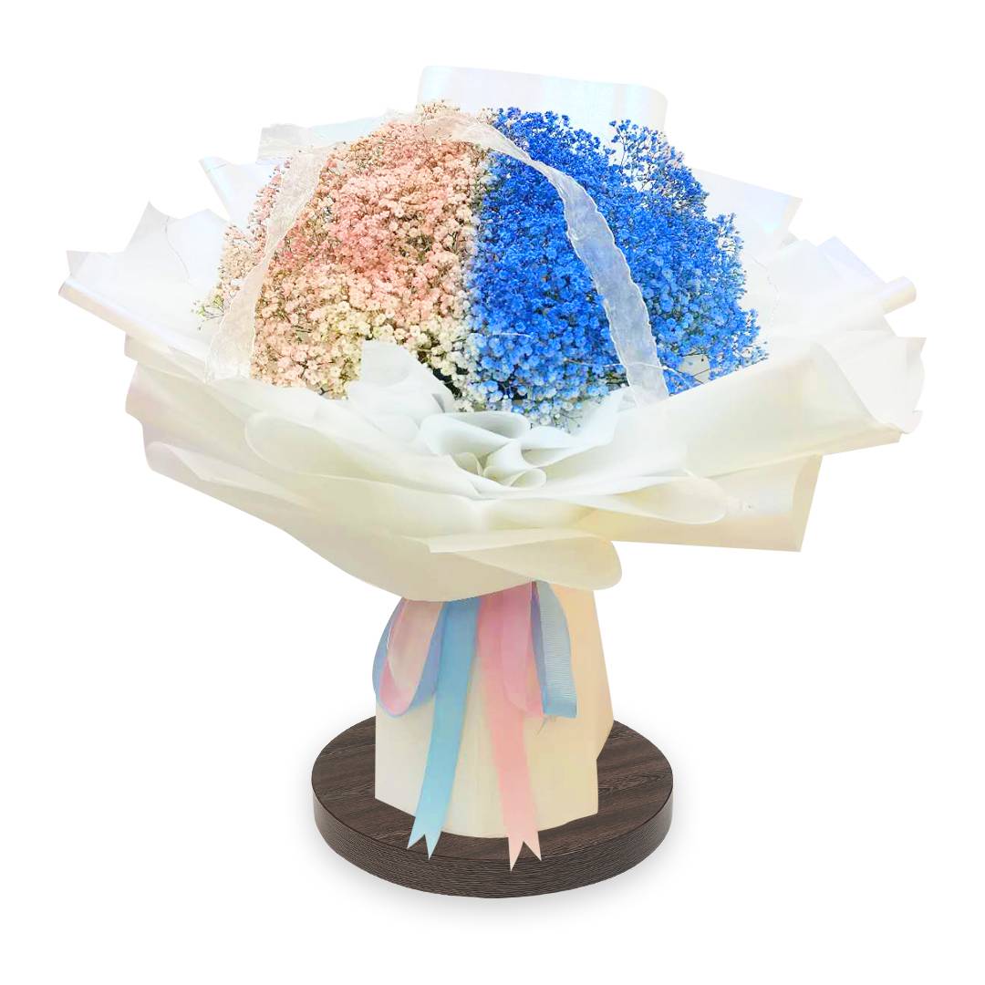 Pink and Blue Gypso bouquet | Flower Gift Center