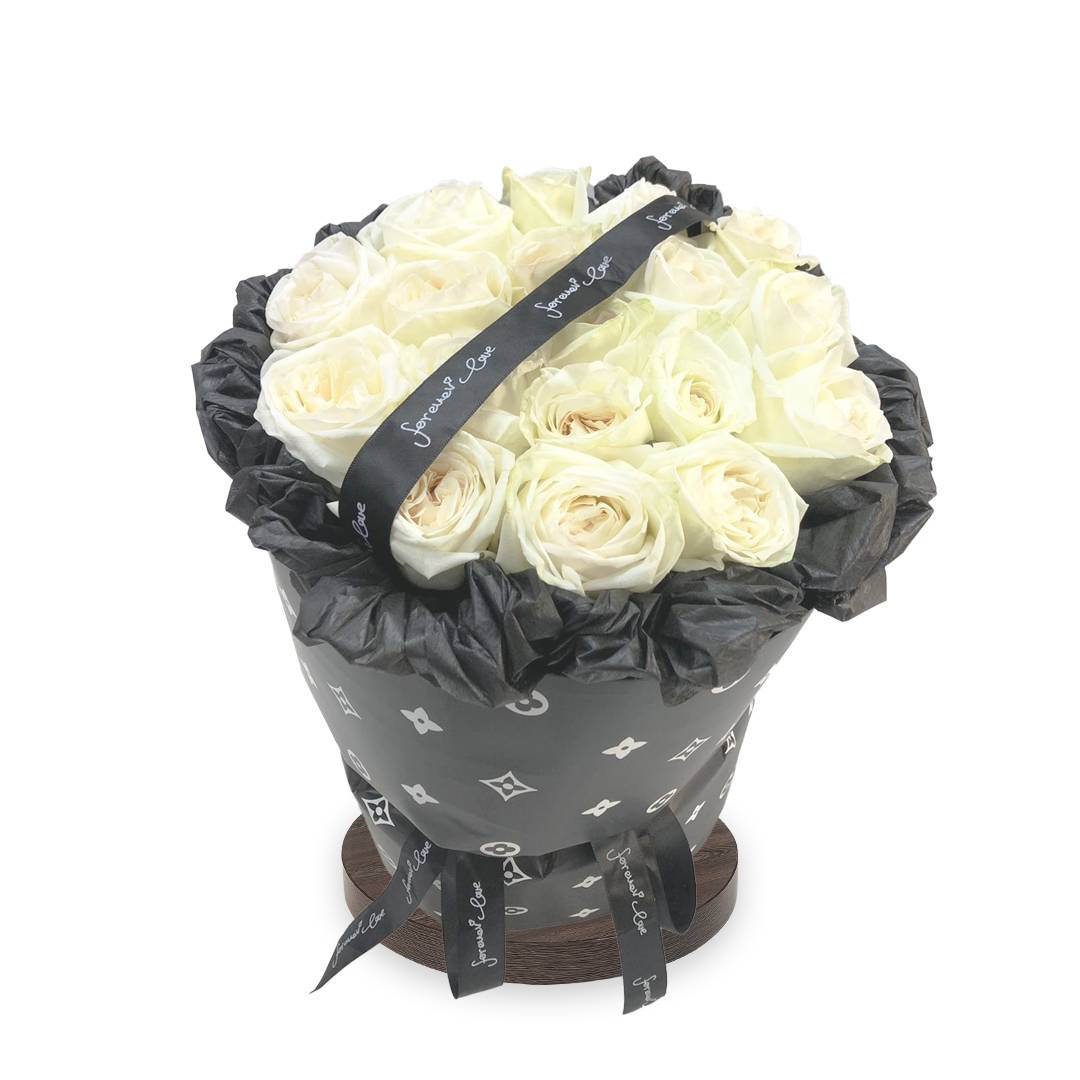 Louis Vuitton White Roses Bouquet | Flower Gift Center