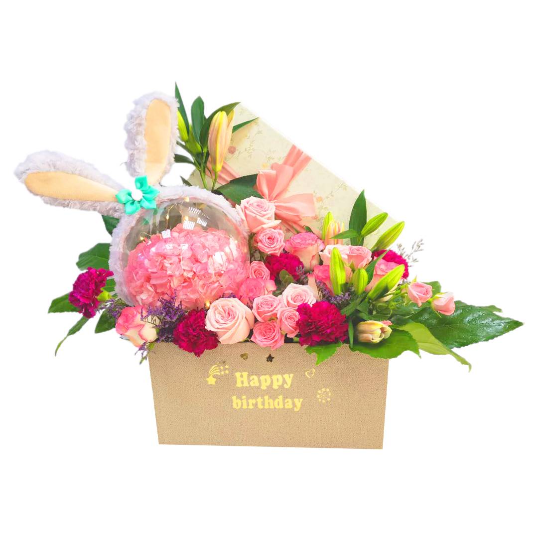 Baby Rabbit Ears with Mixed Flower Box | Flower Gift Center