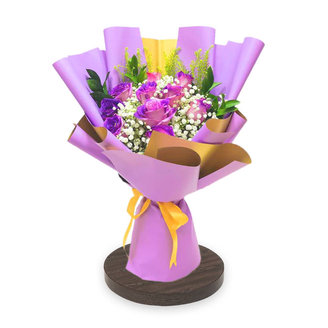 Purple Rose Gypso Bouquet
