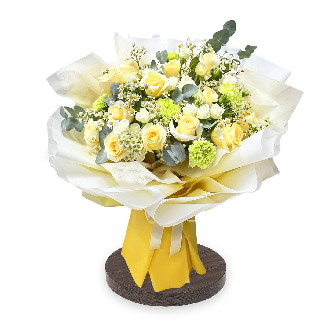 Warm Yellow Roses Fresh Flower Bouquet | Flower Gift Center