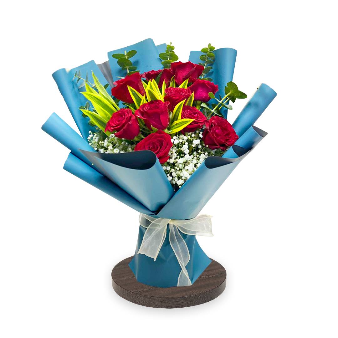 Red Roses & Gypso Bouquet | Flower Gift Center