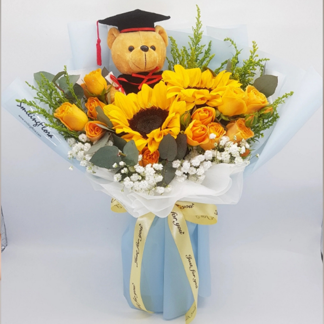 Graduation Wishes with Sunflower Bouquet