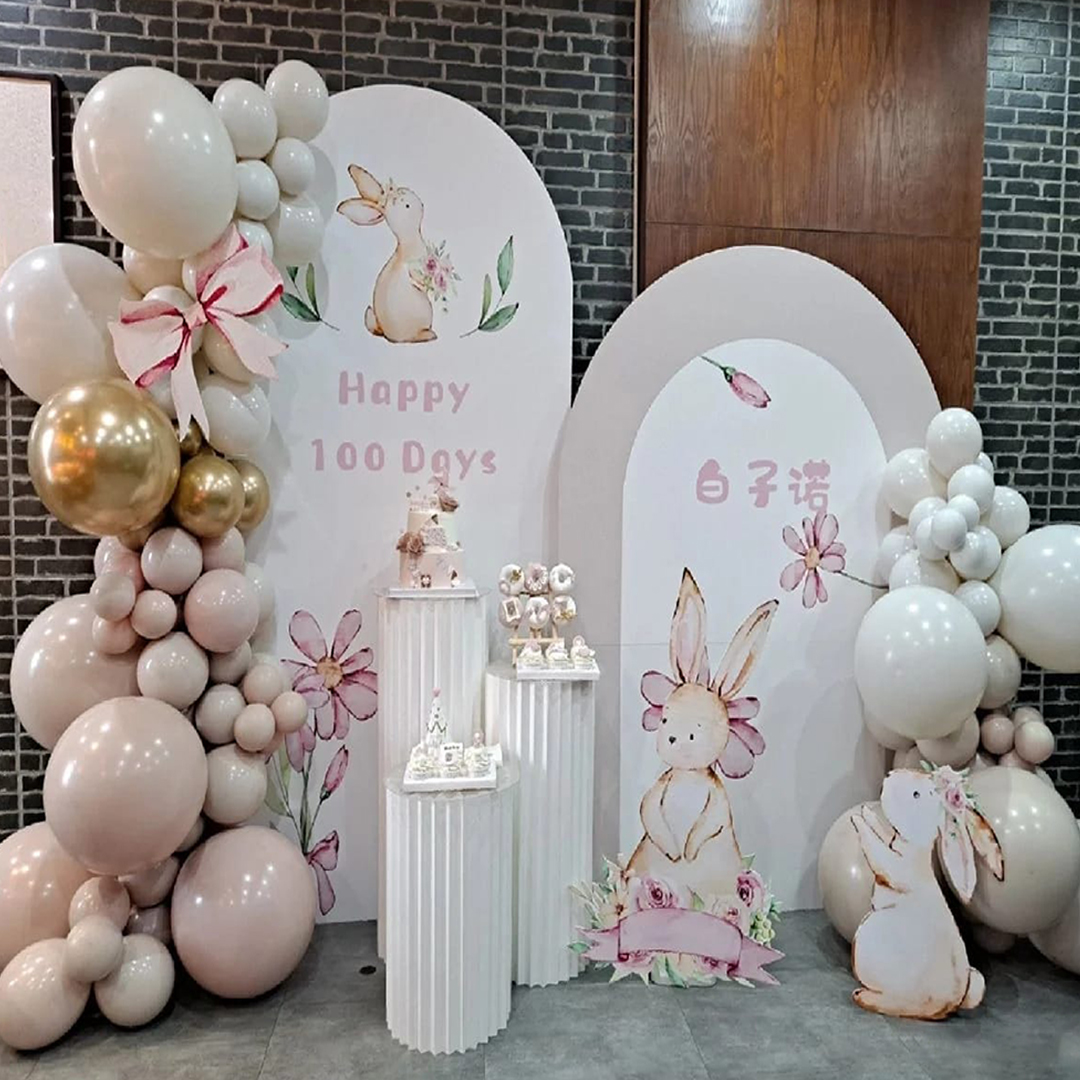 A Beige Rabbit Theme Decoration for 100 Days Celebration