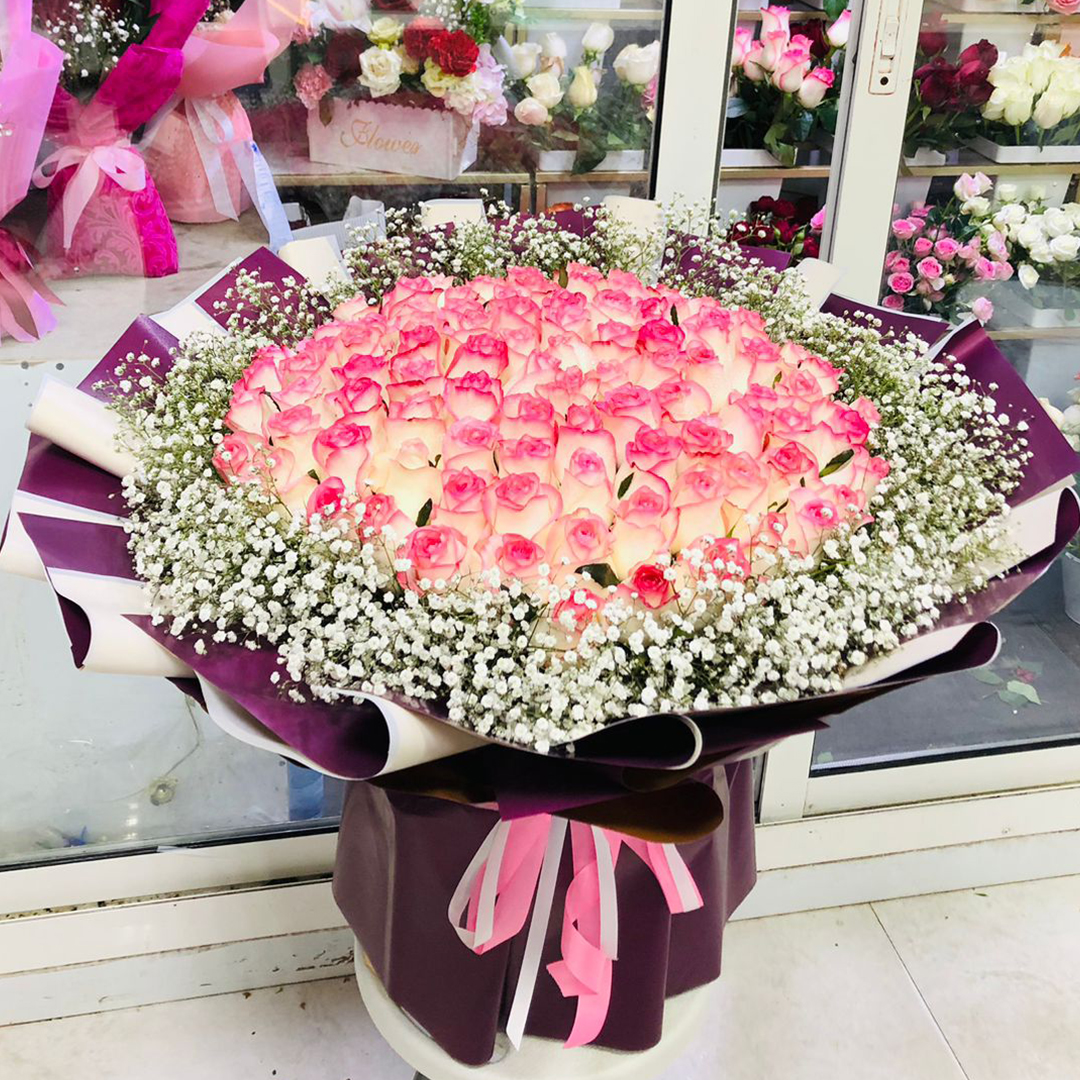 Pink White 99 Rose Bouquet