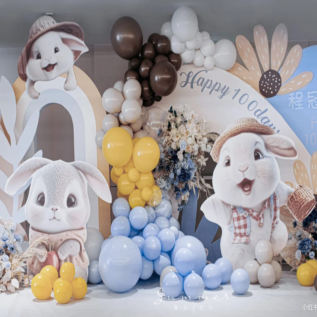 100 days in Blue,Yellow,Brown in Rabbit Decoration