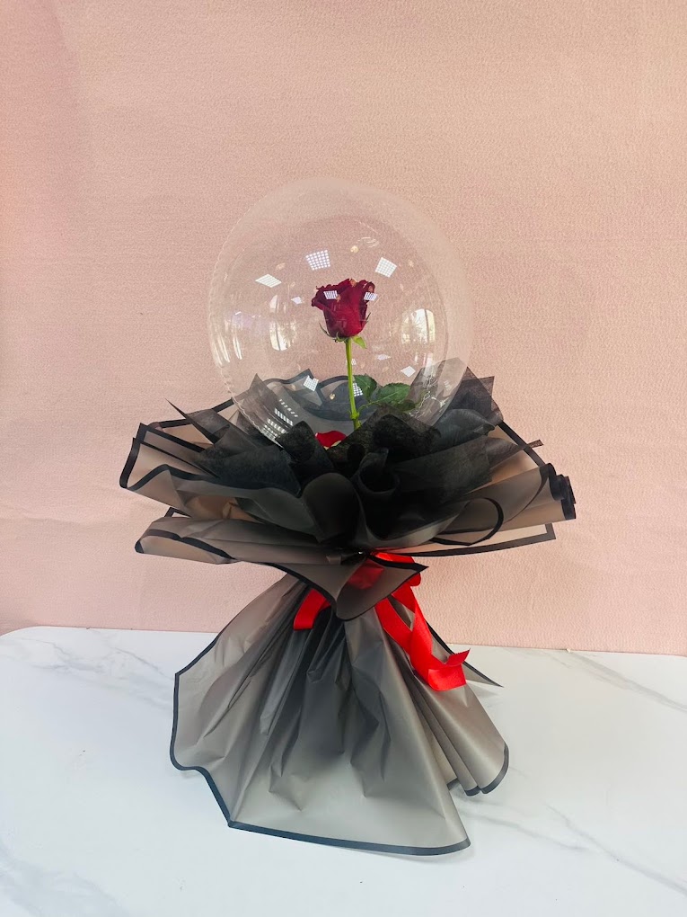 Fresh Rose in Bobo Balloon | Flower Gift Center