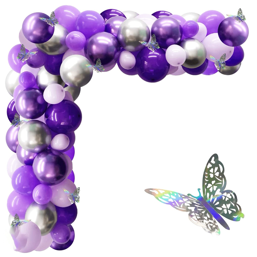 White, Silver, and Purple L shape Arch | Flower Gift Center