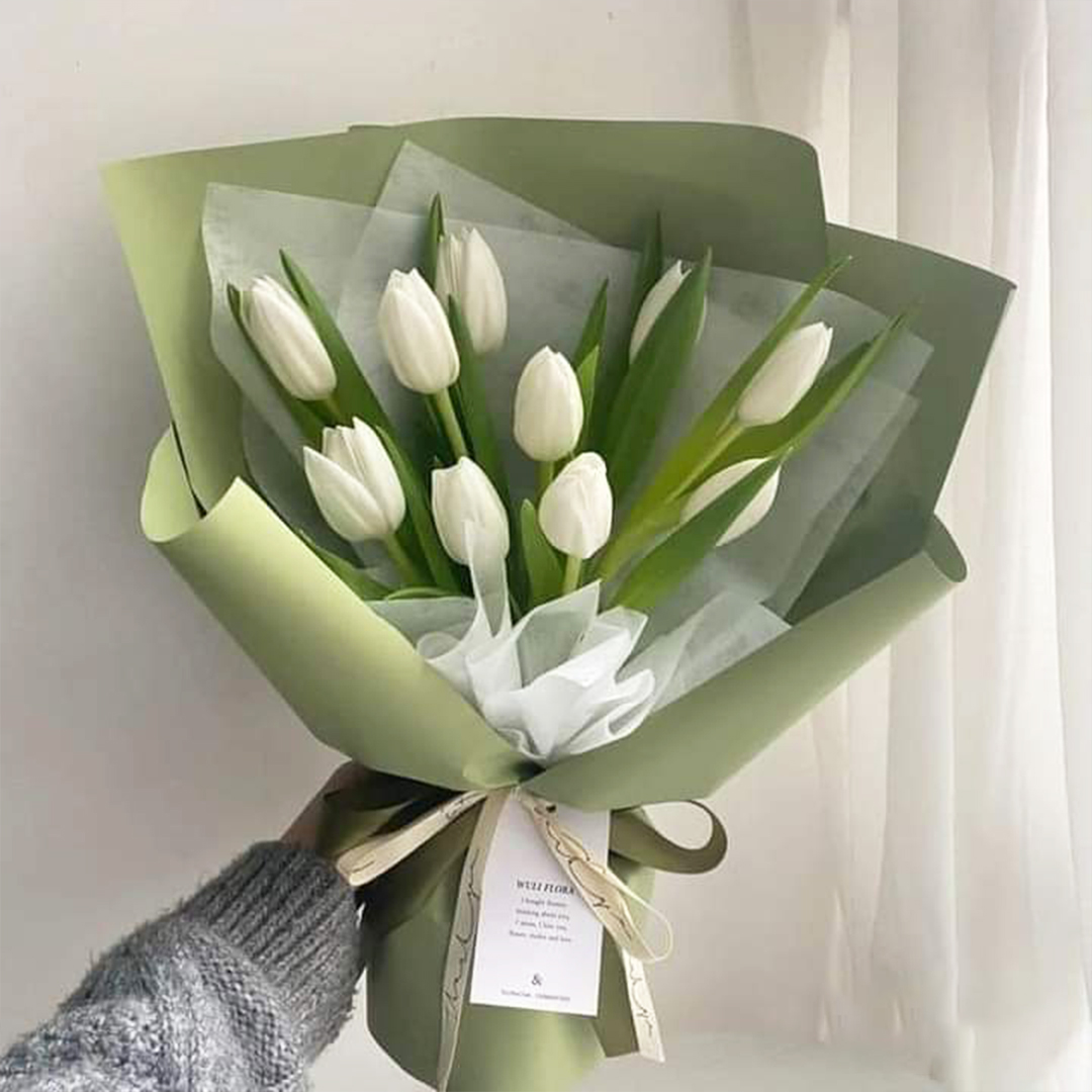 White Tulip Bouquet | Flower Gift Center