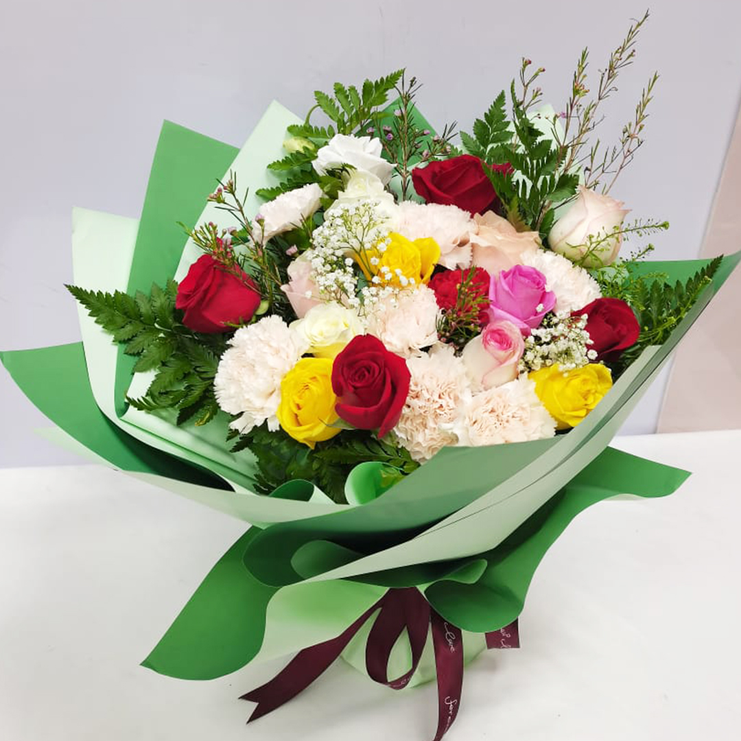 Mix Flower in Green Bouquet | Flower Gift Center