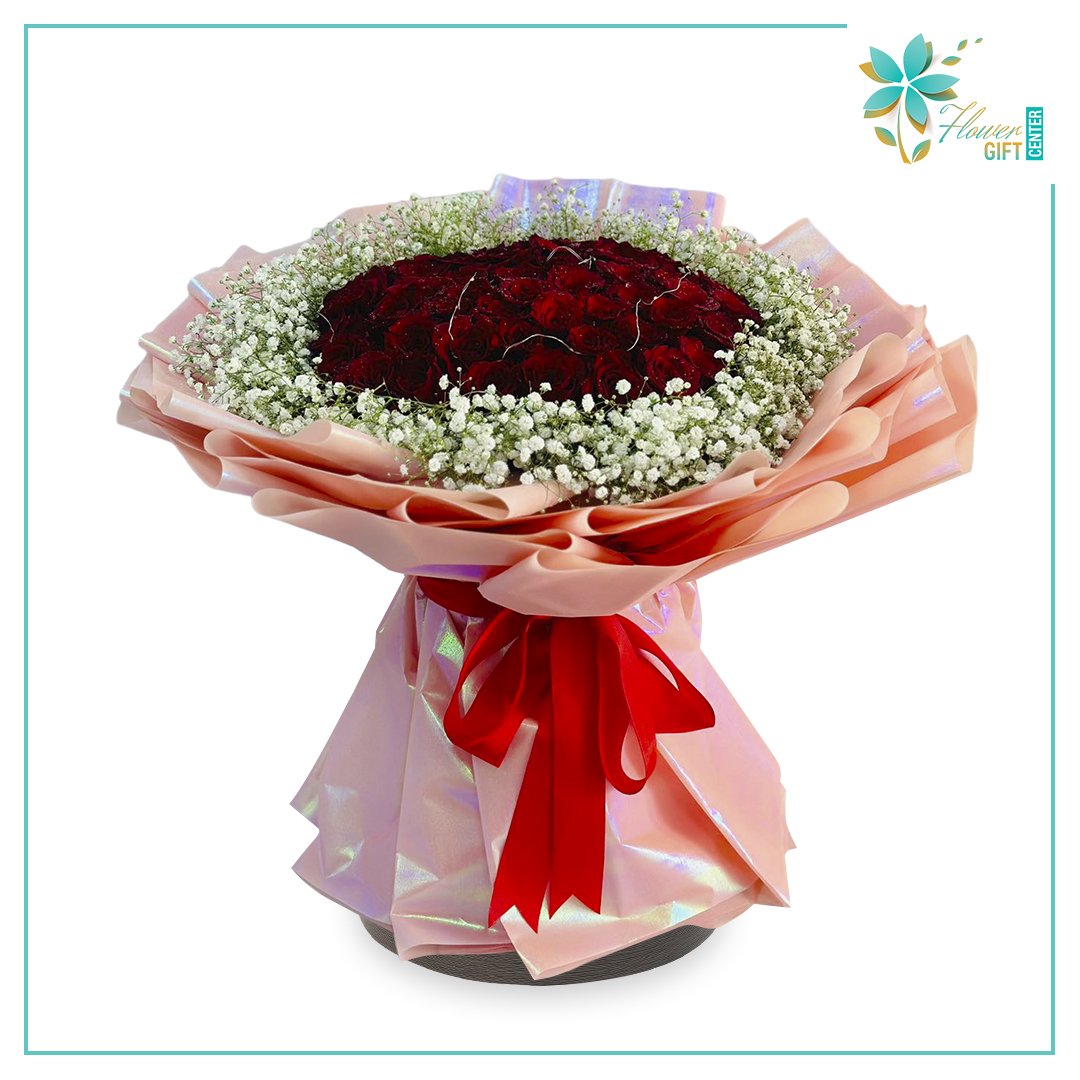 52 fresh Red Roses with Lights | Flower Gift Center