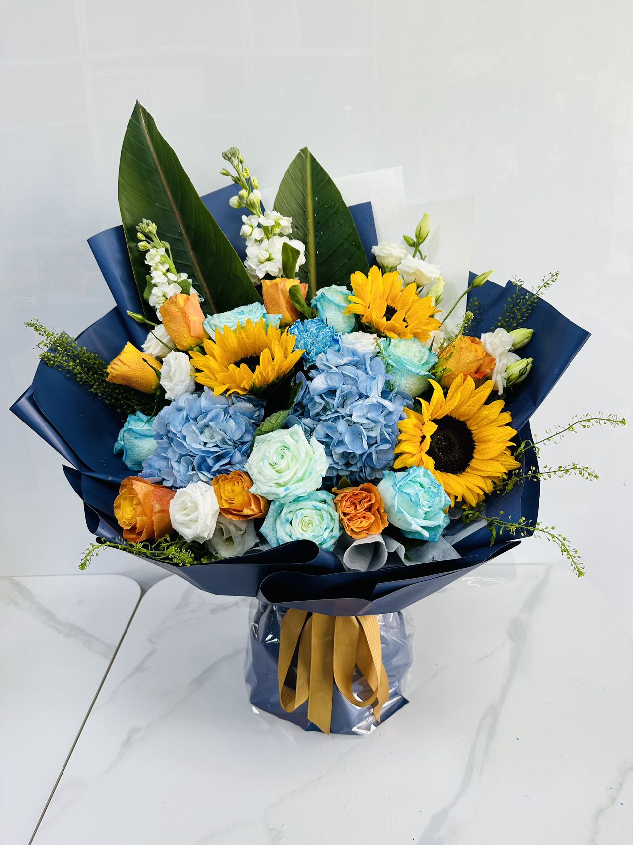 Mix Blue Hydrangea Bouquet